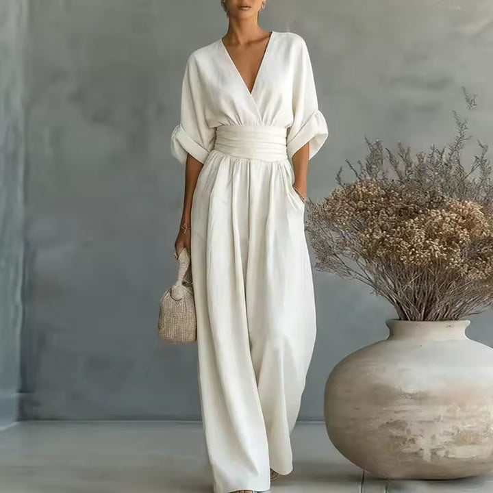 Georgina | Elegant jumpsuit med djup V-ringning och vida ben